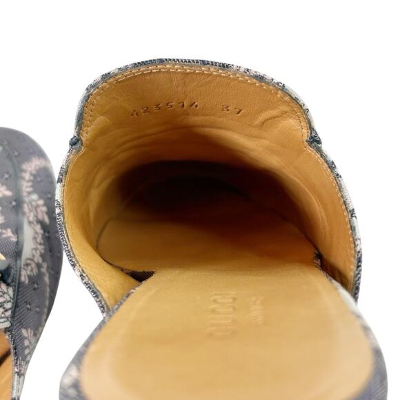 GUCCI Princetown Horsebit Floral Jacquard Canvas Mules - Picture 9 of 11